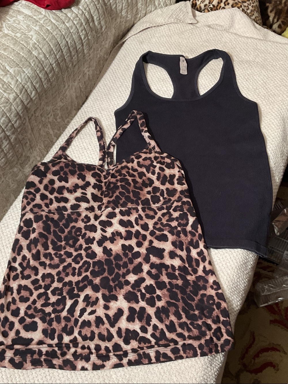 Leopard Print and Black Racerback Tank Tops - Women’s Layering Set
